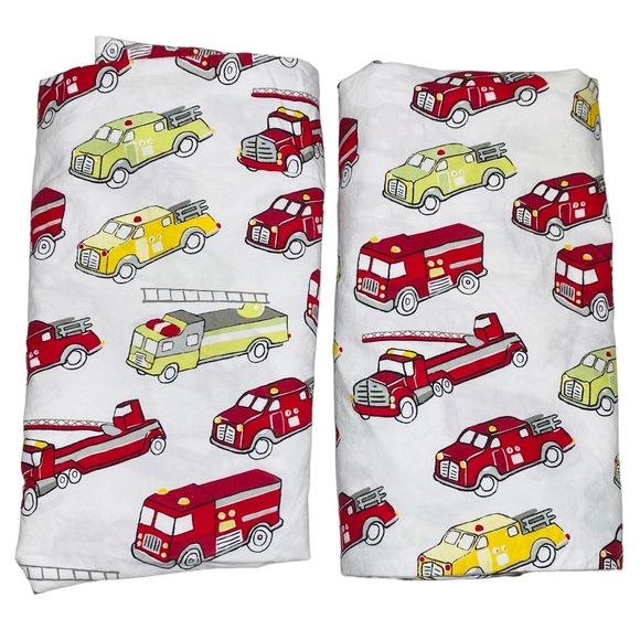 Pottery Barn Fire Truck FULL Sheet Set Organic 100% Cotton - Picture 3 of 6